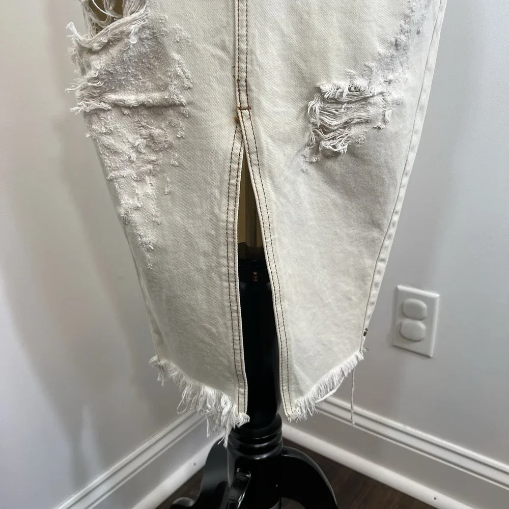 One Teaspoon Denim Pencil Skirt 26 Tailored Cadillac Fleetwood Raw Hem Jeans